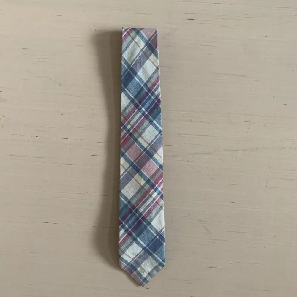 Vtg Polo Ralph Lauren Men's 3''x 55'' Plaid Cotton Neck Tie Hand Made Italy
